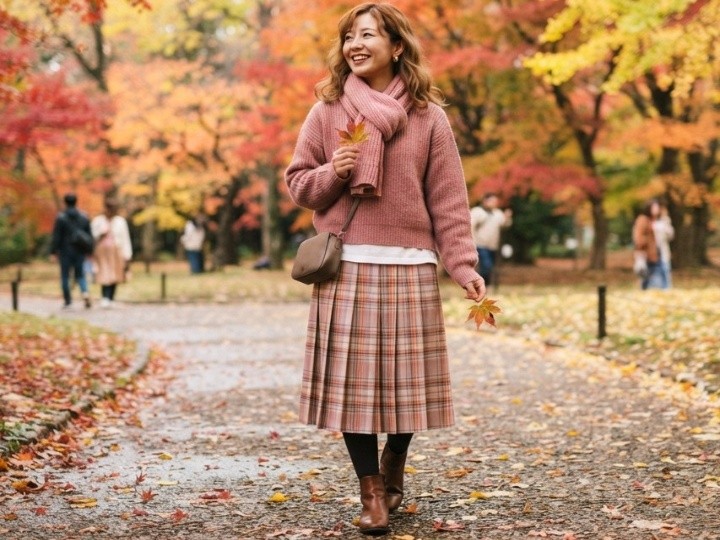 秋のピンク服をおしゃれに見せるポイント