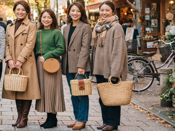 10月は秋服に合わせてバッグの素材や色を変える