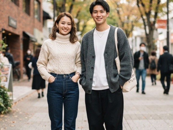 秋ニットを暑く見せない着こなし
