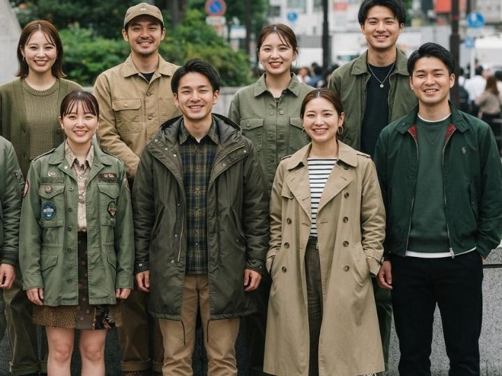 カーキの服を秋らしく見せる素材選び
