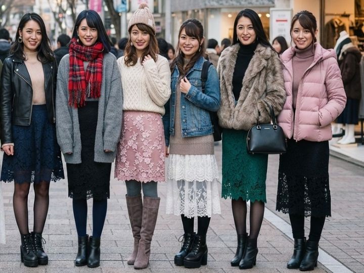 冬のレーススカートに合うトップス