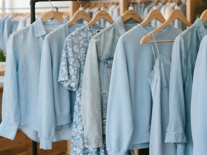 水色の服を秋に着るときのアイテム別コーデ